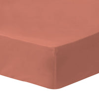 1 x RAW Customer Returns MATT ROSE Fitted Sheet 160x200 cm Plain WASHED Cotton 100 Washed Cotton Terracotta Oekotex - RRP €24.62