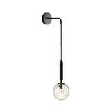 1 x RAW Customer Returns ZTTECH 150mm Clear Glass Globe Black Metal Wall Lights Lamp Drop Wall Light for Bedside Table Clear Glass Black Metal  - RRP €59.99