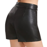 1 x RAW Customer Returns Everbellus Women s Casual Wide Leg High Waist Leather Shorts, L, Black - RRP €27.22