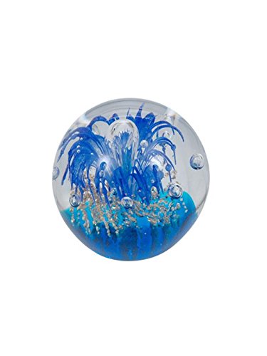 1 x RAW Customer Returns Dream ball 232 medium blue flower over gold background - glass ball, paperweight - RRP €21.83