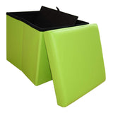 1 x RAW Customer Returns Style home stool with storage space, foldable bench, seat chest made of imitation leather, padded seat cube footstool, storage box with lid, load capacity up to 300 kg, 38 38 38 cm green  - RRP €20.06