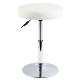 1 x RAW Customer Returns FURWOO Stool Round Faux Leather Stool Height Adjustable Swivel Chair Desk Stool Home Office Chair Small White  - RRP €36.54