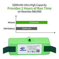 1 x RAW Customer Returns melasta 14.8V 5200mAh Li-ion Replacement Battery for iRobot Roomba 900 Series 960 961 964 966 970 985 980 Vacuum Cleaner Does not fit iRobot Roomba 500 600 700 800 series spare parts  - RRP €44.99