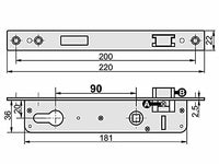 1 x RAW Customer Returns Mortise lock, tubular frame lock, door lock 90 20, left right lock case. - RRP €20.06