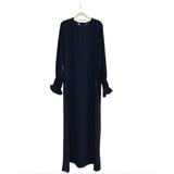 1 x RAW Customer Returns JINLLC Women Prayer Dress Ramadan Islamic Muslim Clothing Long Sleeve Abaya Dress Solid Color Turkish Robe Dubai Outfits, Black , Small - RRP €38.21