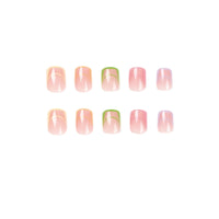 1 x Brand New JUSTOTRY Pack of 24 pastel square nails for sticking on, short, colored French press on nails, beautiful artificial nails, fake nails with glue, square fingernails, artificial nails for women - RRP €8.87