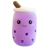 1 x RAW Customer Returns Herbests Bubble Tea Plush Toy, 35CM Boba Cuddly Toy Milk Tea Cup Pillow Stuffed Plush Toy Fruit Plush Pillow Soft Sleeping Pillow Birthday Gift for Children Adults, Grape smile - RRP €16.12