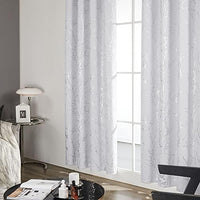 1 x RAW Customer Returns Deconovo Living Room Curtains for Bedroom Modern Thermal Blackout Curtains Insulating Cold and Heat Decorative with Motifs with Eyelets 2 Pieces 140x180cm Pearl Gray - RRP €31.75