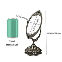 1 x RAW Customer Returns Feyarl 28.5 cm Oval Vintage Makeup Mirror Floral Table Mirror with Stand Double Sided Rotating Decorative Mirror Mother Gift Bronze  - RRP €32.99