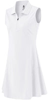 1 x RAW Customer Returns MoFiz Summer Polo Dress Work Sleeveless Sports Dress Tenis Golf Dress with Zip for Women White S - RRP €30.05