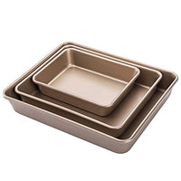 1 x RAW Customer Returns Dicunoy set of 3 stainless steel casserole dishes, non-stick coated rectangular baking tray, oven tray for the oven, gold roasting and baking tin - RRP €20.05