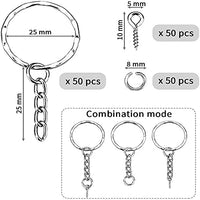 7 x Brand New Key Ring Chain, 50 Pieces Metal Key Ring Chain Circle with 50 Pieces Open Jump Rings and 50 Pieces Screw Eyelets for Organizing Keys and Making Crafts - RRP €159.6