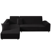 1 x Brand New Mingfuxin L-Shaped Sofa Cover, 2Pcs Jacquard Polyester Stretch Sofa Cover with 2 Cushion Covers for L-Shaped Sectional Sofa 3 3 Seats, Black  - RRP €29.99