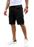 1 x RAW Customer Returns Elegancity Shorts Black Men s Cargo Shorts Summer Casual Pants Short Elastic Waist Chino Shorts With 6 Pockets XXL - RRP €33.43