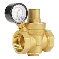 1 x RAW Customer Returns Pressure Reducing Valve Adjustable Water Control Regulator Brass BSP DN32 with Pressure Gauge - RRP €36.24