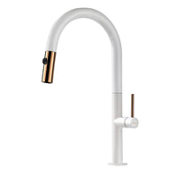 1 x RAW Customer Returns PHASAT kitchen faucet 360 rotatable, kitchen faucet with pull-out shower 2 jet types, sink faucet white PTKW01E - RRP €107.36