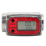 1 x RAW Customer Returns Electronic Turbine Flow Meter, Fuel Flow Meter for Gasoline Kerosene, with Digital LCD Display, 1 Inch FNPT Inlet Outlet Red LLW-25  - RRP €46.43