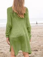 1 x RAW Customer Returns Saodimallsu Women s Open Front Cardigan Lightweight Soft Summer Boho Cardigan Casual Long Sleeve Knitted Sweater Green Medium - RRP €33.17