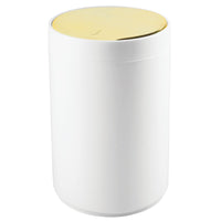 1 x RAW Customer Returns mDesign practical trash can modern plastic trash can for bathroom, office and kitchen with 5l capacity sturdy wastepaper basket with lid white gold - RRP €24.19