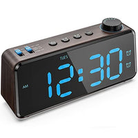 1 x RAW Customer Returns ANJANK Digital Radio Alarm Clock - 0-100 Dimmable, Dual Alarm Clock with Weekday Weekend, USB Charger, Easy Setting, Mains Operation with Battery Backup, Large Display, Very Easy to Read in the Whole Room - RRP €26.99