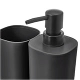 2 x RAW Customer Returns TIENDA EURASIA - Dispenser Set, Soap Dish and Toothbrush Holder, Bathroom Set, 3-Piece Bathroom Accessories, Bathroom Decoration Made of Polypropylene, Modern and Practical Design Black  - RRP €24.1