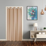 1 x RAW Customer Returns ACYOUNG door curtain with telescopic rod, easy installation without drilling brown, 200 x 120cm HxW and 50 to 80 cm telescopic rod  - RRP €32.26