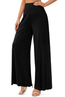 1 x RAW Customer Returns CZIMOO Wide Pants Women Summer Palazzo Pants High Waist Leisure Pants Ladies Pants Pyjama Pants Marlene Pants Casual Long Pants Black Leaves S - RRP €24.19