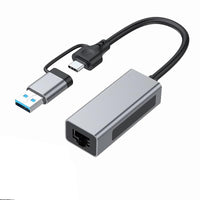 1 x RAW Customer Returns 2.5G USB3.1 Ethernet Adapter, 2-in-1 USB-A USB-C to 2.5Gbps Ethernet Adapter, USB 3.1 to RJ45 Network Converter for PC Laptop Windows Mac OS Linux - RRP €23.74