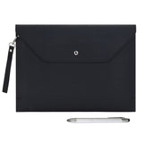 1 x RAW Customer Returns Wonderpool A4 Envelope Folder File Case Thickened PU Leather with Wrist Strap and Pockets Pouch for Documents Stationery Tablet PC Holder Organizer Bag Black  - RRP €15.95