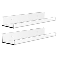 1 x RAW Customer Returns Acrylic Floating Kitchen Shelf 15 Transparent Invisible Wall Shelf Bathroom Shelf and Small Toy Shelf Wall Mounted 5mm Thick 2 Pack - RRP €18.7