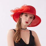 3 x Brand New NociHah Women s Summer Organza Church Top Hat - Easter Tea Party Hat Bowknot Mesh Sunshade Hat Travel Sunshade Sun Hat Derby Hat DE NL SE PL, Alphanumeric, M, Red  - RRP €90.0