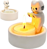 5 x Brand New Kitten Candle Holder,Warming Paws Cat Gypsum Candle Holder,Cat Candle Holder,Cartoon Kitten Candle Holder,Kitten Warming His Paws,Cat Gifts for Cat Lovers - RRP €60.5