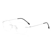 1 x RAW Customer Returns KoKoBin Ultralight Titanium Reading Glasses Round Rimless Reading Glasses for Men and Women Reading Aids Silver, 2.5, Diopter  - RRP €60.0