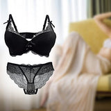 1 x RAW Customer Returns La Dearchuu Lace Bra and Briefs Set Women, Underwire Bra Size 75B-95D Underwear Set Women Set, Comfort Padded Underwire Bra Lingerie Set for Women, Black - RRP €26.21