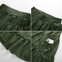 1 x RAW Customer Returns Medieval A-line skirt women spring summer with drawstring swing skirt army green XXL - RRP €32.1