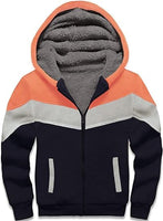 1 x Brand New JACKETOWN Children s hooded jacket boys hoodie with classic color block long sleeve warm winter jacket with hood with zip sweatshirt for children orange blue-M  - RRP €46.38