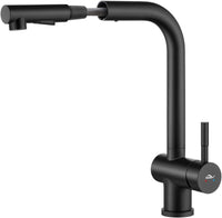 1 x RAW Customer Returns Auralum kitchen faucet black, high pressure kitchen faucet with extendable shower, sink faucet with two types of water jets, mixer tap for kitchen 360 rotatable, kitchen faucet stainless steel - RRP €50.86