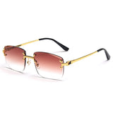 1 x RAW Customer Returns kachawoo Rimless Square Sunglasses Gradual Color Retro Vintage Style - RRP €16.64