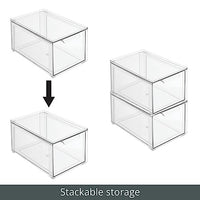 1 x RAW Customer Returns mDesign storage box with drawer sturdy plastic drawer box for shoe storage stackable box for shoes, accessories and more set of 2 transparent - RRP €49.99