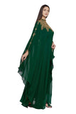 1 x RAW Customer Returns Women s Kaftan Farasha Long Maxi Dress Long Sleeves Ethnic Bridal Evening Party Dress with Free Scarf Bottle Green - RRP €88.86