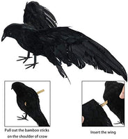 1 x RAW Customer Returns MAGT Halloween Raven Feathered Crows Realistic, Halloween Decoration Black Ravens Birds Halloween Props Scary Party Home Decor Spread Wings  - RRP €19.74