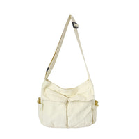 1 x Brand New Crossbody Bags, Retro, Canvas, Large Capacity, Hobo Bag, Messenger Bag, Multi-Pocket, Casual, Shoulder Strap Bag, White, white, 40CM 34CM 15CM - RRP €60.0