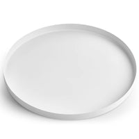 1 x RAW Customer Returns Yvttve decorative tray white round with 3 anti-slip Round serving tray white design decorative plate and decorative tray made of metal for Advent wreath plate 30 cm, white  - RRP €19.99