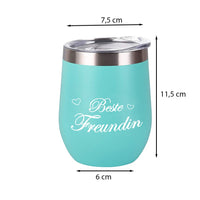 1 x RAW Customer Returns Stainless steel coffee mug wine mug with engraving gift for women - best friend - thermal mug her birthday 350ml blue double-walled insulated mug travel coffee cup with lid, fun socks - RRP €13.55