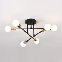 1 x RAW Customer Returns Comely Vintage Ceiling Light, E27 Industrial Ceiling Lights 6 Bulbs, Ceiling Lamp Black Metal Modern for Living Room, Bedroom, Kitchen, Restaurant, Shop, Bar - RRP €35.98