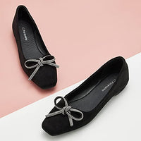 1 x RAW Customer Returns C.Paravano Women s Ballerinas Black I Suede Flat Shoes I Shoes Women s Ballerina I Black Ballerina Women Size 41, BLACK CRYSTAL  - RRP €62.93