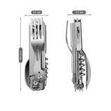 1 x RAW Customer Returns Eageroo 5 in 1 multifunctional outdoor cutlery folding cutlery made of stainless steel camping cutlery including fork spoon knife foldable ideal for camping, hiking, easy to carry - RRP €13.1