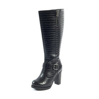 1 x RAW Customer Returns GABYLOU XL wide calf boots - Model Kamilla Croco, Black23, 38 - RRP €89.9