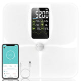 1 x RAW Customer Returns Lepulse body fat scale F4 pro, rechargeable scale with body fat and muscle mass, body scale with body fat analysis, trend, scale people, personal scale, large display, 15 indicators, white - RRP €61.96