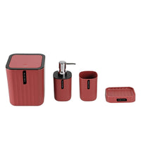 1 x RAW Customer Returns Hosoncovy 4 PCS Bathroom Accessories Set with Soap Dispenser, Bathroom Cup, Soap Dish, Desktop Trash can Purple  - RRP €20.4